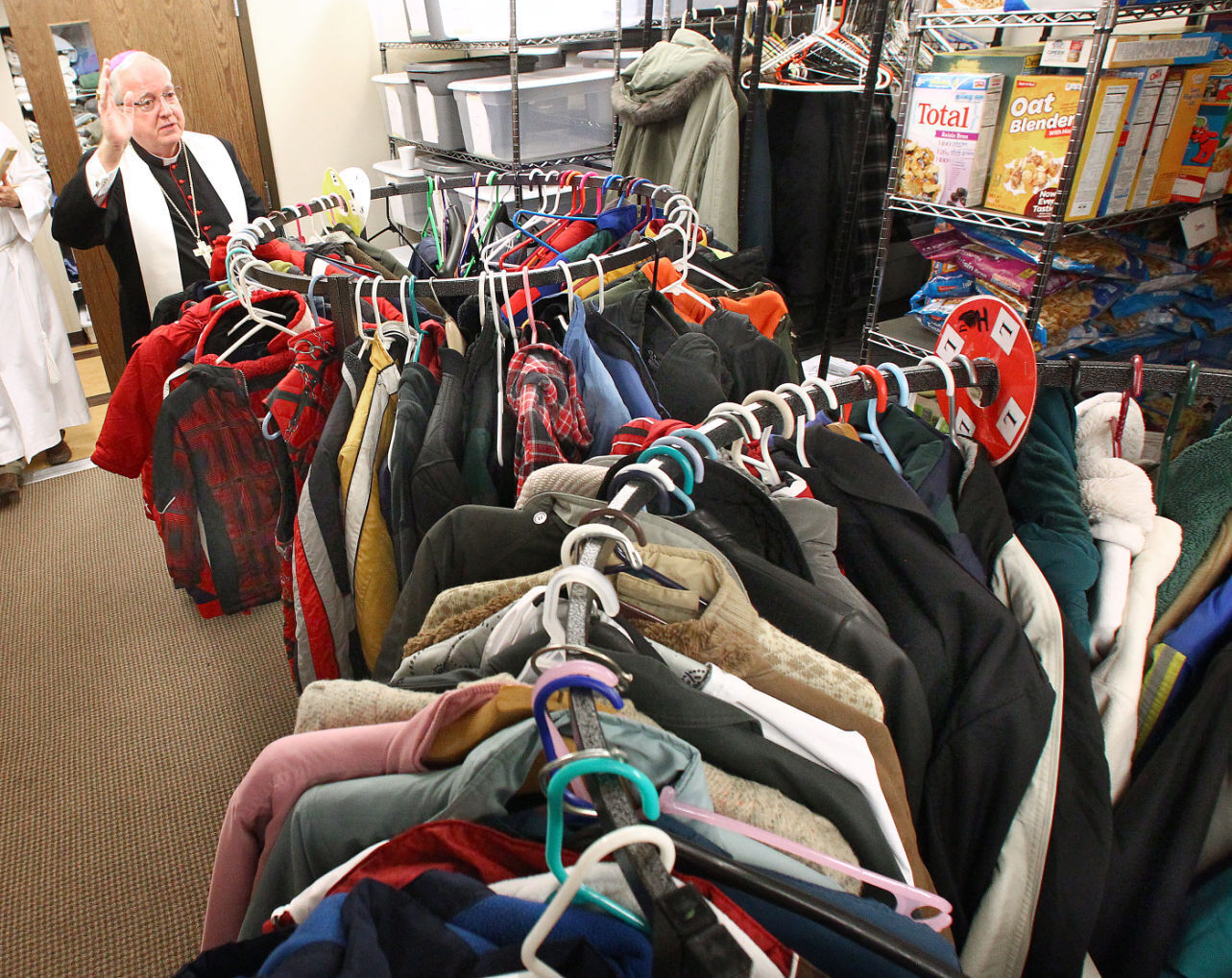 Bishop blesses warming center